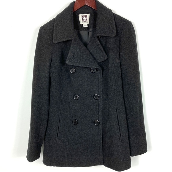 Anne Klein Jackets & Blazers - Anne Klein Women's Dark Grey Double Breasted Peacoat Size Small